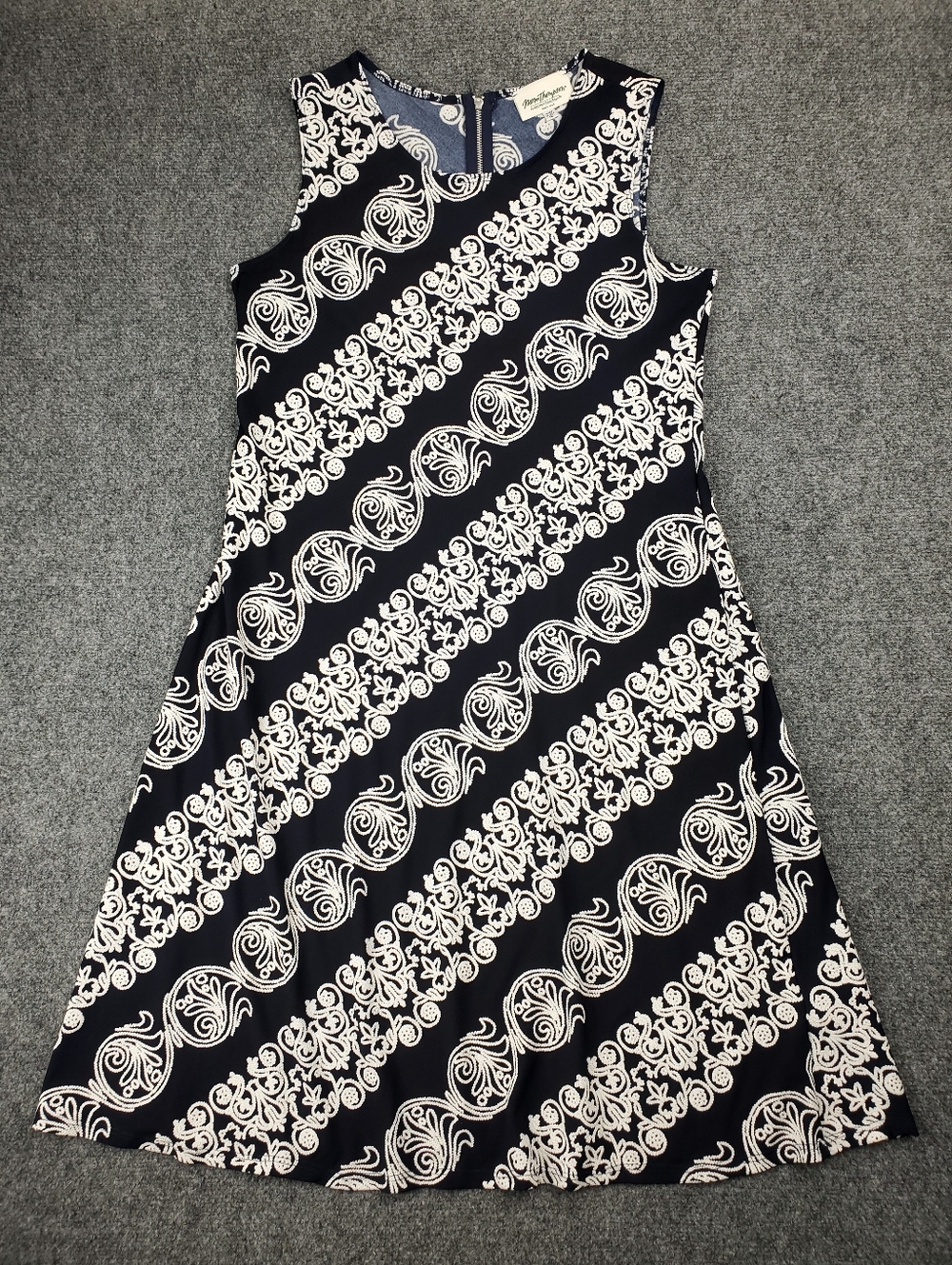 Vintage Norm Thompson Midi Dress 12 Embroidered Jacquard Brocade Pattern A Line
